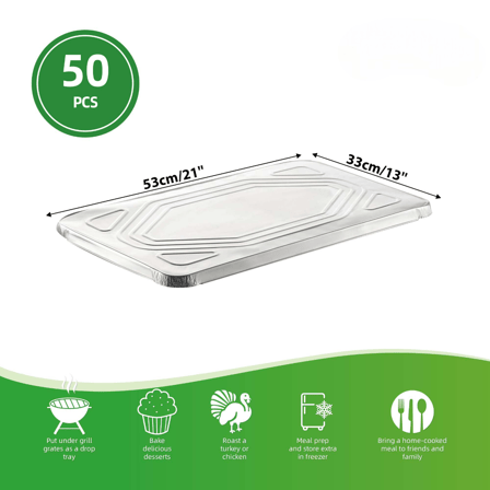 Full Size Aluminum Foil Steam Table Pan Lids - (50/Case)