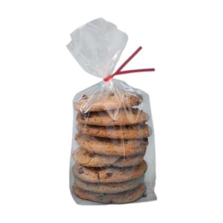 Chocolate chip cookies in clear 8 x 4 x 12 LLDPE plastic bag.jpg