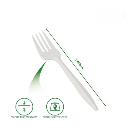 6" White Medium Weight Plastic Forks - (1000/Case)