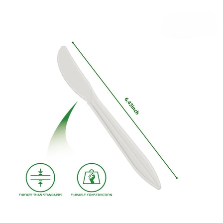 6.5" White Medium Weight Plastic Knifes - (1000/Case)