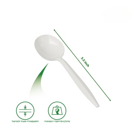 5.5" White Medium Weight Plastic Soup Spoons - (1000/Case)