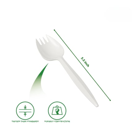 5.5" White Medium Weight Plastic Sporks - (1000/Case)