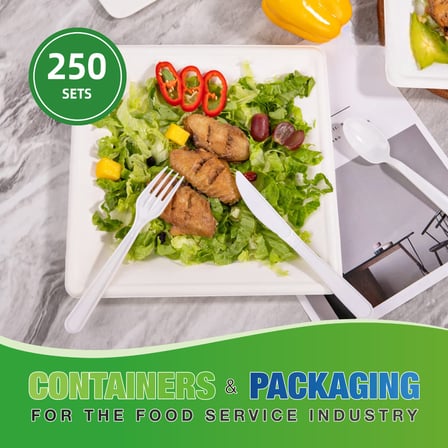6 in 1 White Medium Weight Wrapped Plastic Cutlery Kit - (250/Case)