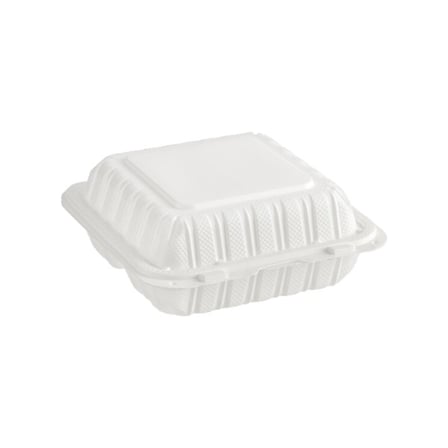 8 by 8 Inches White Mineral-Filled Plastic Hinged Container, 3-Compartment.jpg