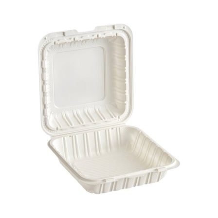 8 by 8 Inches White Mineral-Filled Plastic Hinged Container, 1-Compartment.jpg