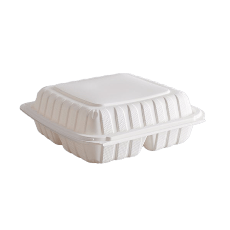 9"x9" Mineral Filled Hinged 3-Compartment Container