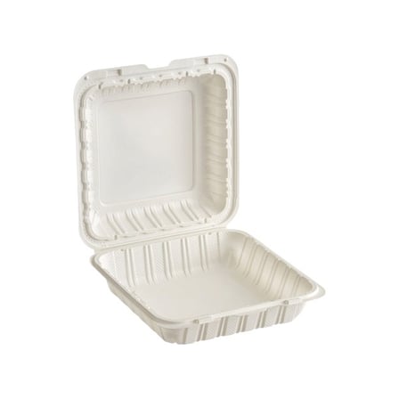 9 by 9 Inches White Mineral-Filled Plastic Hinged Container, 1-Compartment.jpg