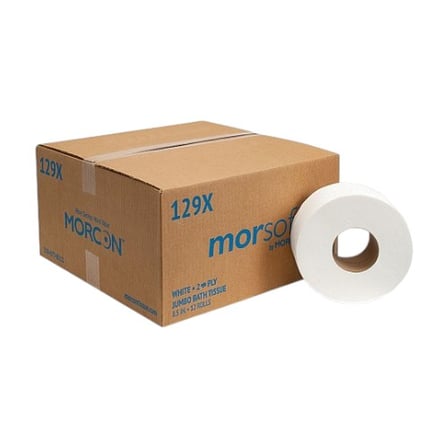 Case of Morcon Morsoft White Jumbo Toilet Paper Roll, 2-Ply, 500 Feet Roll.jpg
