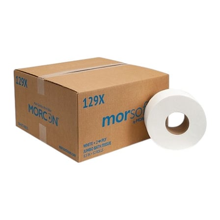 Case of Morcon Morsoft White Small Core Toilet Paper Roll, 1-Ply, 2500 Sheets.jpg