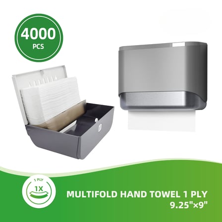 White 1-Ply Multifold Paper Towels 9.25" × 9" - (4000/Case)