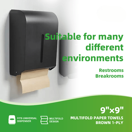 Natural Brown 1-Ply Kraft Multi-Fold Paper Towel 9" × 9" - (4000/Case)