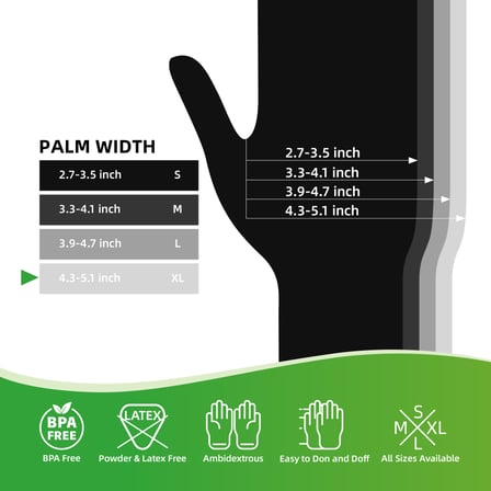 Black Disposable Powder-Free Nitrile Gloves 4 Mil (Extra Large) - 1000/Case
