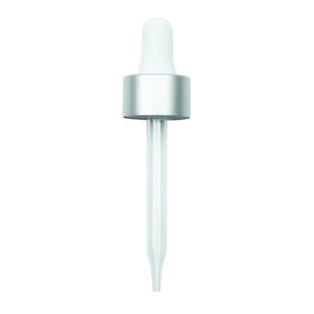 NON CRC (Child Resistant Closure) Dropper - Silver Skirt/White Bulb - 76mm 20-400(1496/case)