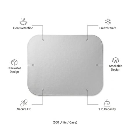 Oblong Foil-Laminated Board Lid for 1 lb. Foil Take-Out Container - (500/Case) product image