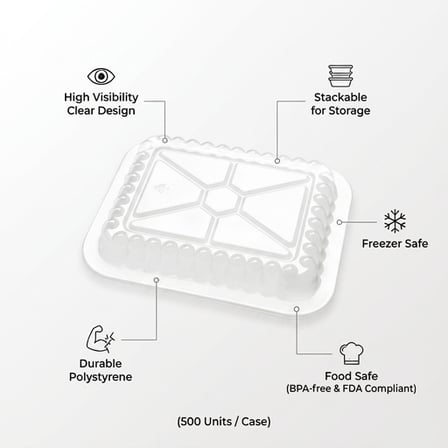 Oblong Clear Plastic Dome Lid for 1.5 lb. Deep Foil Take-Out Container - (500/Case) product image