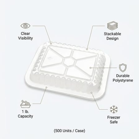 Oblong Clear Plastic Dome Lid for 1 lb. Foil Take-Out Container - (500/Case) product image