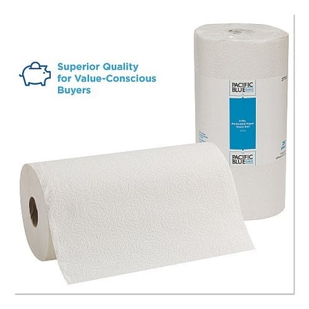 2 Pieces of Pacific Blue Select White Kitchen Paper Towel Roll, 2-Ply, 11 × 8 Inches, 250 Sheets.jpg