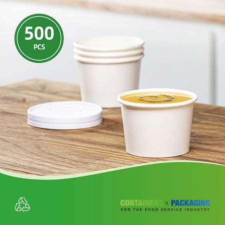 White 8, 12 & 16 oz. Paper Food Cup Vented Lids - (500/Case)