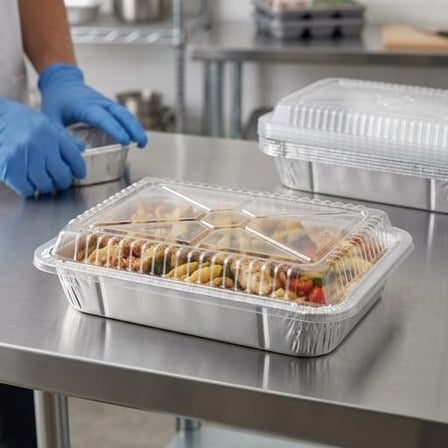 Oblong Clear Plastic Dome Lid for 2.25 lb Foil Take-Out Container - (500/Case) product image