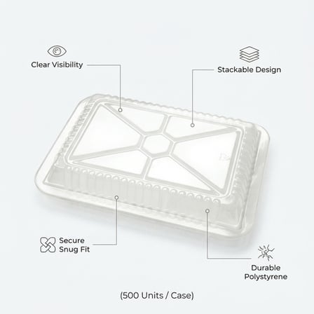 Oblong Clear Plastic Dome Lid for 2.25 lb Foil Take-Out Container - (500/Case) product image