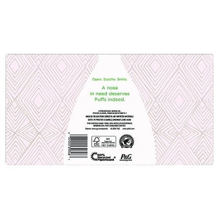 Back of a Puffs Tissue Box with Recycling Symbols and Product Information..jpg