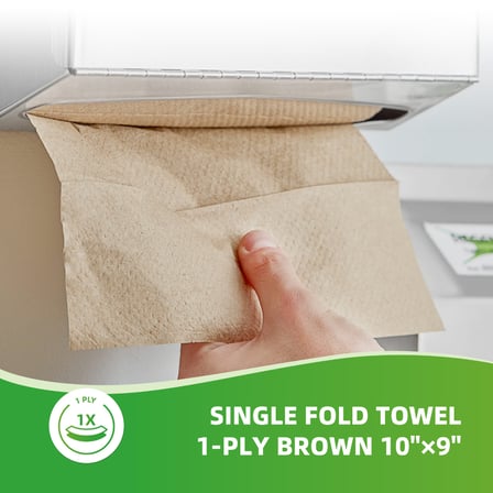 Natural Brown 1-Ply Kraft Single-Fold Paper Towel 10" × 9" - (4000/Case)