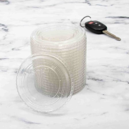 Stack of Solo 3.25 to 7 Ounce Clear PET Plastic Souffle Cup Lids.jpg
