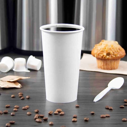 Solo White Single-Sided Poly Paper Hot Cup with Coffee Inside, 20 Ounces.jpg