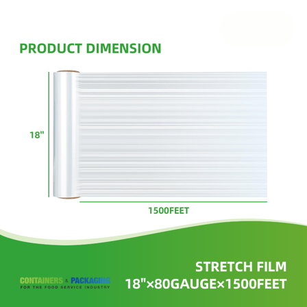 18" x 1500' 80 Gauge Stretch film - (4/Case)