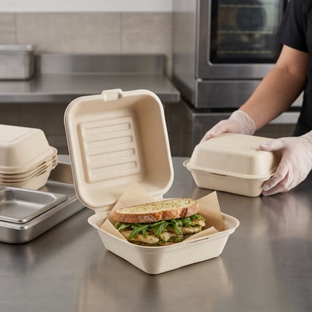 6X6X3 Light Brown Sugarcane Bagasse Clamshell Take-Out Container.png