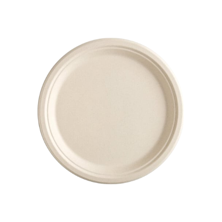 10 Light Brown Sugarcane Bagasse Round Plates - (500Case).png