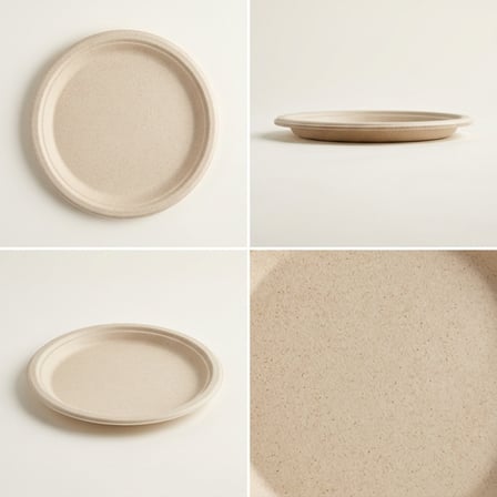10 Light Brown Sugarcane Bagasse Round Plates..png