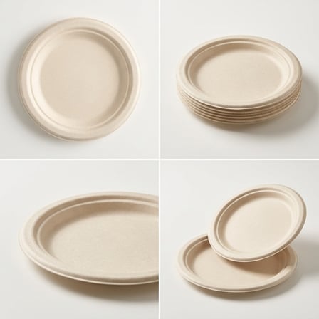 7 inches Light Brown Sugarcane Bagasse Round Plates with Multiple Looks.png