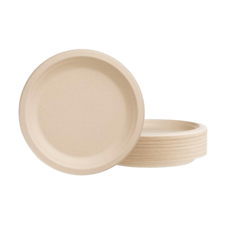 9" Light Brown Sugarcane Bagasse Round Plates - 500/Case