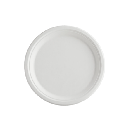 10" White Sugarcane Bagasse Round Plates - 500/Case