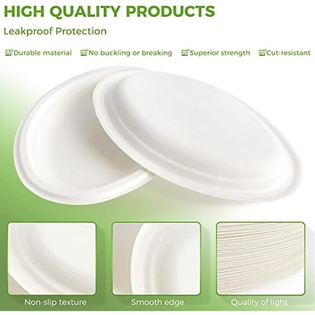 10" x 12.5" White Sugarcane Bagasse Oval Plates - 500/Case