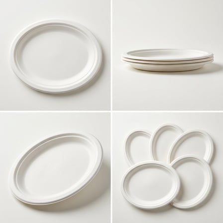 10 x 12.5 White Sugarcane Bagasse Oval Plates..png