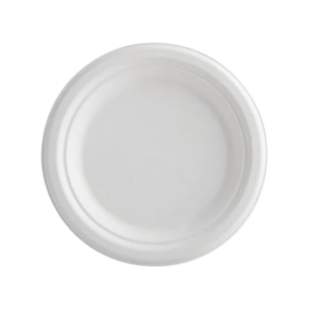 7 White Sugarcane Bagasse Round Plates - (1000Case).png