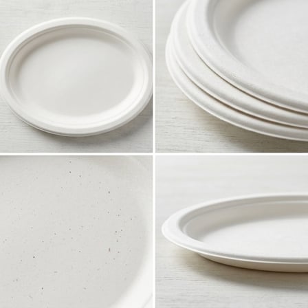 8" x 10.5" White Sugarcane Bagasse Oval Plates - (500/Case) product image