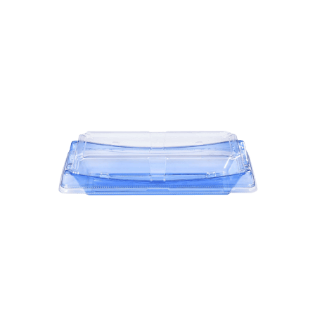 Blue Plastic PET Take Out Sushi Containers with Lids 9.44" x 4.56" x 1.96" - (360/Case)