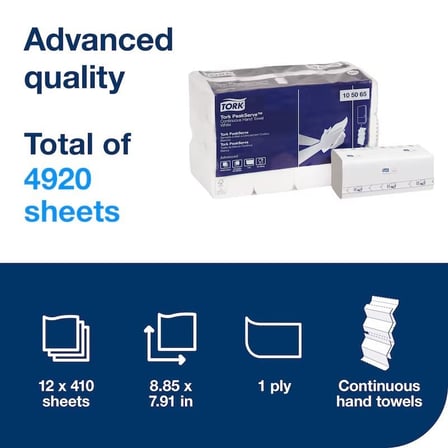 Specifications of Tork Advanced PeakServe Continuous White Paper Towel, H5, 1-Ply.jpg