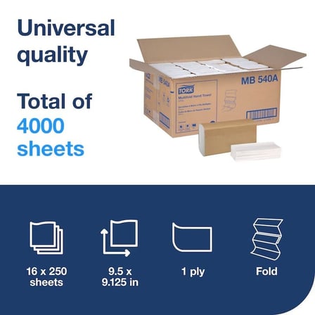 Tork Universal White Multifold Paper Towel Specifications, White, H2, 2-Ply.jpg