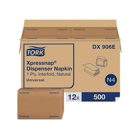 Case of Tork Xpressnap 13 by 8 Inches Natural Kraft Interfold Dispenser Napkin, 1-Ply.jpg