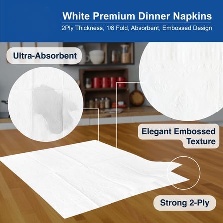 Showing Specifications White Fold Dinner Napkin, 2-Ply, 14 by 16 Inches.jpg