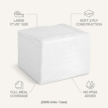 White 2-Ply Dinner Napkin 17" x 15" - (2000/Case) product image