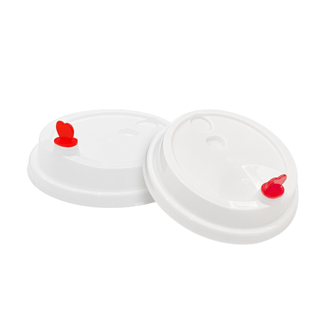 White 16 oz. / 24 oz. PP Injection Cold Cup Lids with Heart Stopper - (1000/Case)