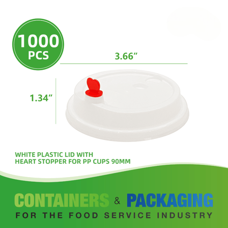 White 16 oz. / 24 oz. PP Injection Cold Cup Lids with Heart Stopper - (1000/Case)