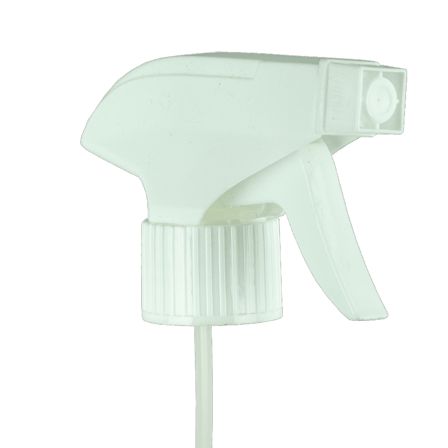 White PP 28-410 Ribbed Skirt Trigger Sprayer 280mm Dip Tube(500/case)