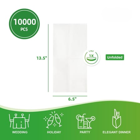 White Tall Fold 1-Ply Dinner Napkin Sheet Size 13 × 6 Inches.jpg