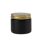 2 oz. Black Matte Glass 53-400 Straight Sided Jar with Gold Lid - (24/Case)
